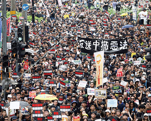 2019年6月16日，200萬港人走上街頭反送中。（AFP）