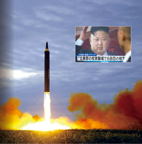 9月3日，北韓進行第六次核試，氫彈核爆導致規模6.3地震，估計釋放能量是日本廣島原子彈的10倍。（Getty Images）