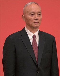中共新一屆政治局常委2022年10月23日亮相，北京市委書記蔡奇獲破格提拔「入常」，令外界感到意外。（Wang Zhao / AFP）
