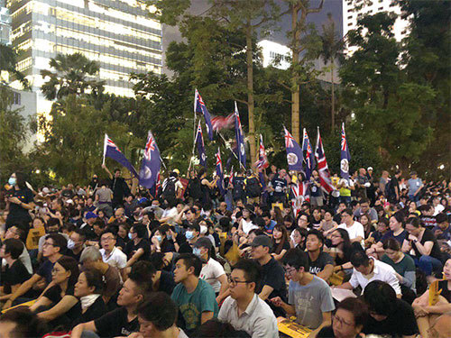 8月16日，香港中環遮打公園，大專學界發起集會，促國際關注香港情勢。（梁珍／大紀元）