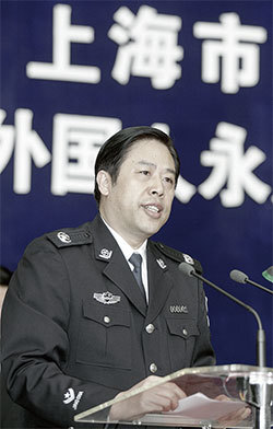 上海政法公安系統是江澤民侄吳志明的私家勢力。吳志明在上海任職的十多年間積極迫害法輪功，上海是中共迫害法輪功最嚴重的城市之一。圖為吳志明2005年資料照。（AFP）