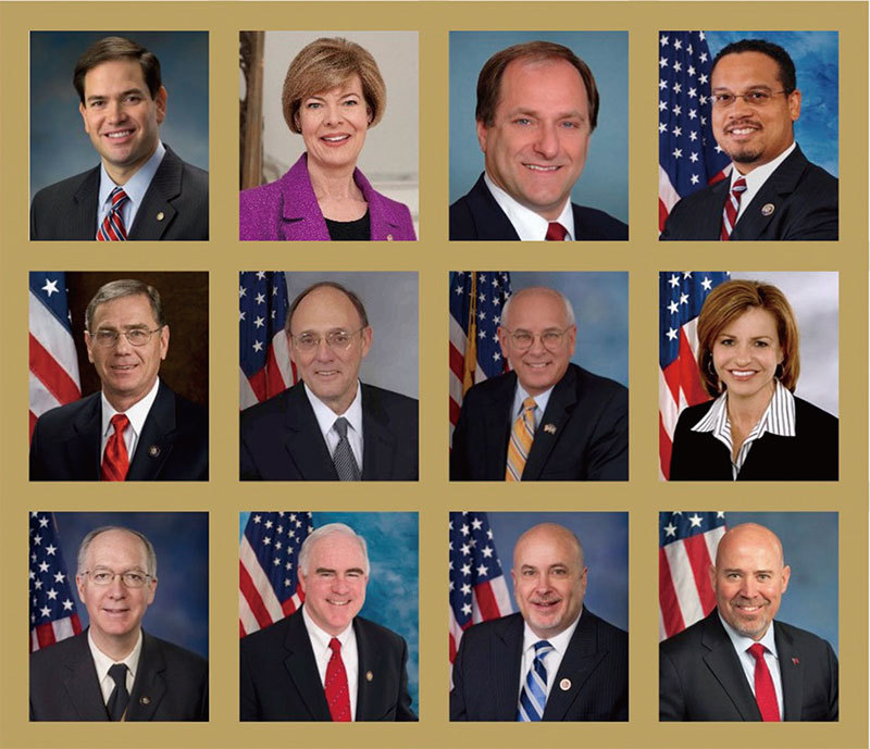 多位美國國會參、眾議員致信聲援法輪功學員。（大紀元製圖）