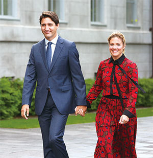 加拿大總理杜魯多和夫人蘇菲。資料圖。（Getty Images）
