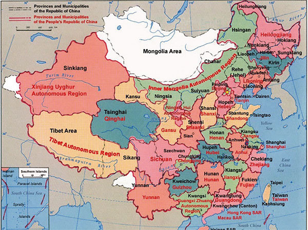 中華民國與中華人民共和國行政區域的差異。（Electionworld／維基百科）