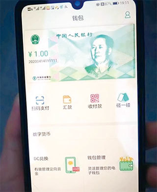 今年4月，一張中國農業銀行內部測試的數字貨幣錢包應用程式截圖在互聯網上廣為流傳。（網路截圖）