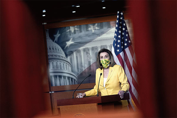 2021年5月28日，美國眾議院209名共和黨議員致信議長佩洛西（圖），要求國會徹查病毒起源，並讓中共為隱瞞疫情擔責。（Stefani Reynolds/Getty Images）