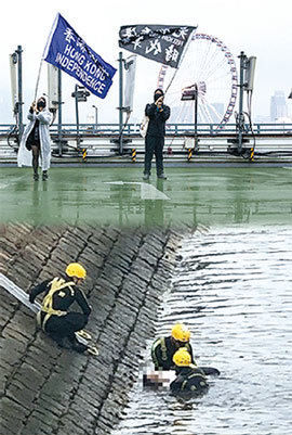 「反送中」期間，據郭文貴爆料，孫力軍曾坐鎮香港，游泳健將裸體浮屍海面、高樓墜下已凍僵的屍體等離奇命案的背後都涉及到孫力軍。（新紀元合成圖）