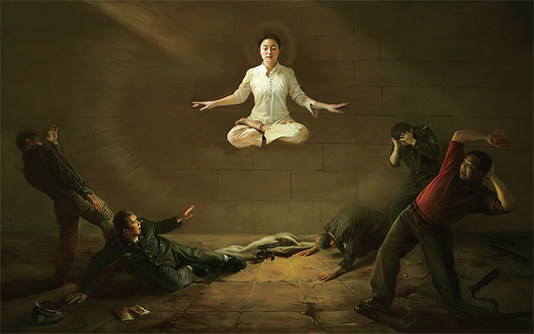2009年第二屆新唐人油畫大賽金獎作品〈震撼〉，作者陳肖平。（新唐人「全世界寫實人物油畫大賽」組委會提供）