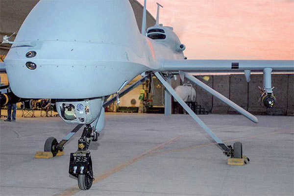 據路透社6月2日報導，美國政府計畫向烏克蘭出售4架MQ-1C灰鷹武裝無人機。圖為2011年2月27日，一架MQ-1C灰鷹武裝無人機在伊拉克塔吉營地。（HO / Us Army / AFP）