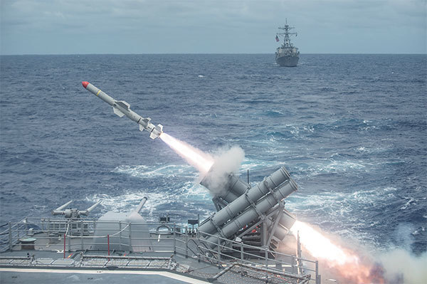 烏克蘭魚叉導彈的部署，逼退了俄羅斯黑海艦隊。圖為魚叉反艦導彈資料照。（U.S. Navy / Kevin V. Cunningham / wikipedia.org）