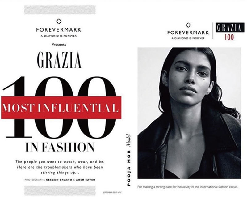 普賈．莫爾入評國際知名時尚雜誌《Grazia》「時尚界百名最有影響力人物」。（Pooja Mor∕Instagram）