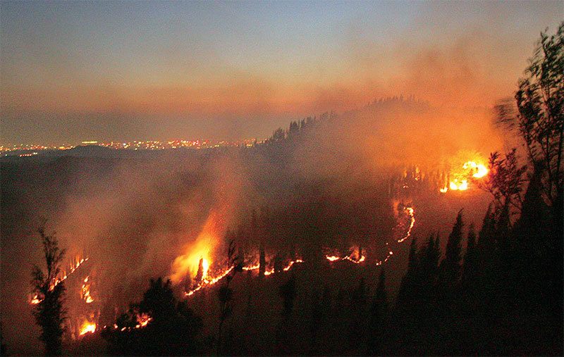 中共二十大召開期間，中國多地發生地震與山火。圖為雲南省昆明山火資料照。（STR / AFP）