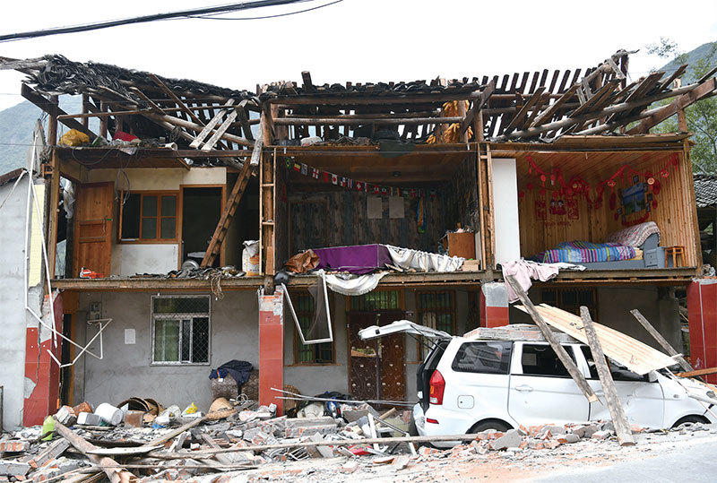 2022年9月6日，四川瀘定縣地震後慘狀。（VCG via Getty Images）