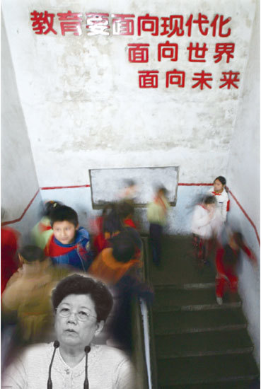 中國教育界多年來亂象叢生，與陳至立有著直接關係，而陳至立又與江澤民「關係非淺」。（新紀元合成圖）