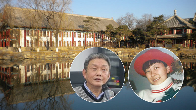北大前中文系教授沈陽（左）被舉報1998年性侵大二女學生高岩（右）並導致其自殺，近期事件所引發的效應愈演愈烈。（新紀元合成圖）