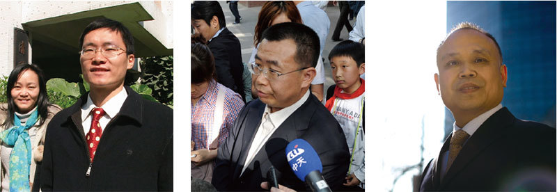 2010年為疫苗案維權的律師唐荊陵（左）、江天勇（中）、余文生（右），目前在獄中受折磨。（大紀元資料室）