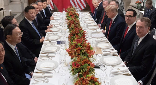 12月1日，G20峰會結束後的特習會，雙方同意就「結構性改變」問題展開為期90天的談判，期間美國暫停加徵關稅。（AFP）