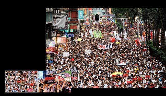 2019年6月9日，香港百萬市民參加遊行，抗議香港政府修訂逃犯條例，並要求林鄭月娥下台。（宋碧龍／大紀元）