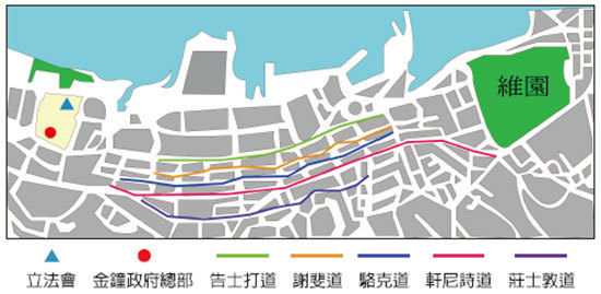 6月16日200萬港人反送中遊行路線圖。（大紀元製圖）